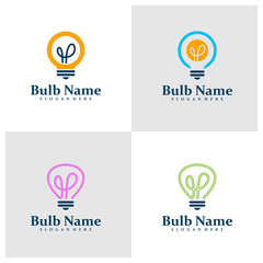 Set of Bulb logo design concept vector. Bulb Logo Design Template. Creative Symbol. Icon
