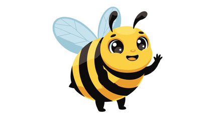 cartoon, cute, smiling, bee, yellow and black stripes, wings, happy, friendly, whimsical, digital art, 3d render, high detail, vibrant colors
