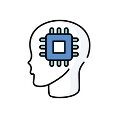 Brain Processor vector icon stock illustration