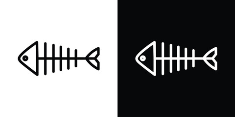 Fishbone icon. Simple element illustration. outline and flat symbol design