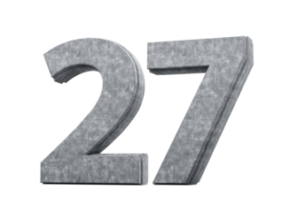 Concrete Number Twenty Seven 27 Digit Made Of Grey Concrete Stone White 3d Illustration