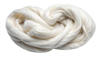 Twisted wool fibers creating intricate texture, soft pattern highlighting natural fiber complexity against transparent backdrop