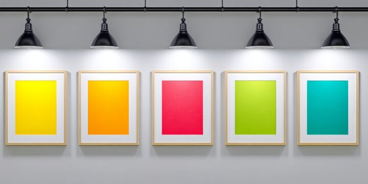 A print shop with samples hung for comparison and quality review