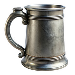 A beautifully crafted silver tankard with a decorative handle, showcasing a vintage design that evokes a sense of tradition and craftsmanship.