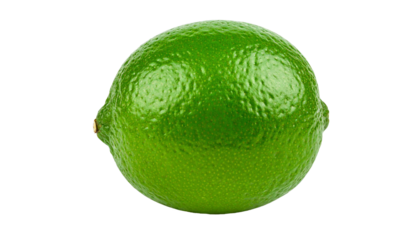 Bright green lime suspended against transparent surface, showcasing citrusy freshness and smooth curved surface