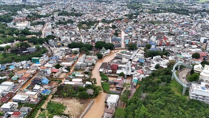 
Pictures of severe flooding in Mae Sai District, Chiang Rai Province, with assistance from officers, Mae Sai District Engineers, Mae Sai Police, Mae Sai Subdistrict Municipality, Thailand, Asia