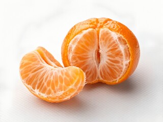 Peeled tangerine with segments isolated on transparent background