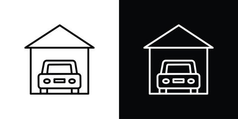 Garage car icon. Simple element illustration. outline and flat symbol design
