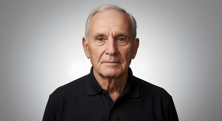 Senior Man Portrait with Black Polo Shirt