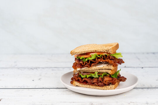 BLT sandwich on toasted wheat bread 