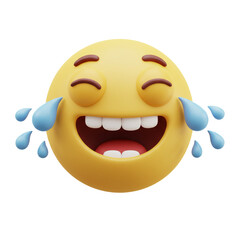 3D laughing smiley emoji with tears expressing joy and humor