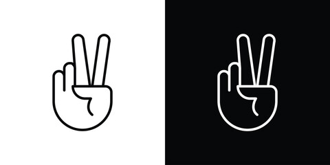 Hand peace icon. Simple element illustration. outline and flat symbol design