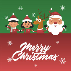 vector illustration of a background character of Santa and friends celebrating Christmas