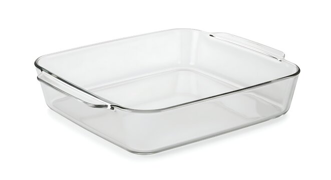 This eye-level shot highlights a versatile glass casserole dish, perfect for baking, serving, and storing a variety of culinary creations.