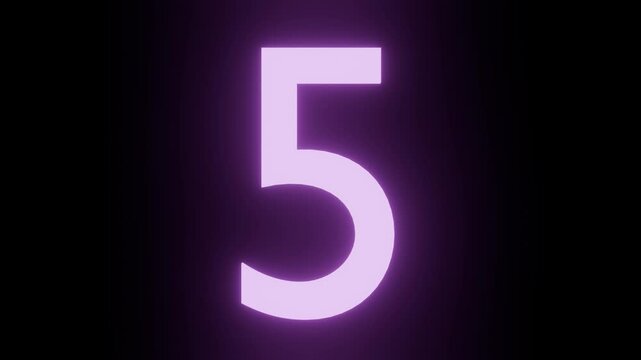 Countdown from 10 to zero. Black background, with bright pink numbers. Blooming effect. 