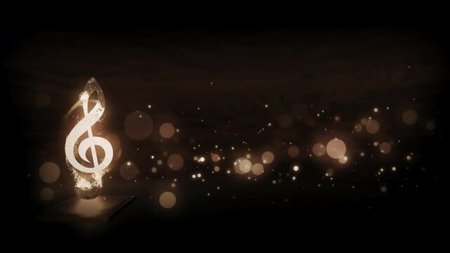 光る音符が現れる,背景に光の粒が舞う