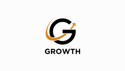 Modern growth logo design wordmark. Abstract arrow shapes logo design finnance  graphic vector illustration. Symbol, icon, creative.