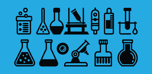 Obraz premium Science Lab Equipment Microscopes, Flasks, and Test Tubes
