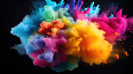 Sand Explosion with Vibrant Rainbow Hues, Sharp and Clear Details

