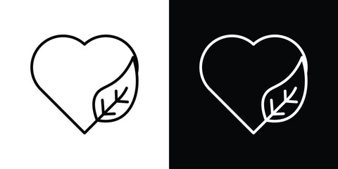 Leaf heart icon. Simple element illustration. outline and flat symbol design