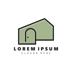 Modern House Minimalist, greenhouse logo design vector illustration