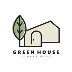 Modern House Minimalist, greenhouse logo design vector illustration