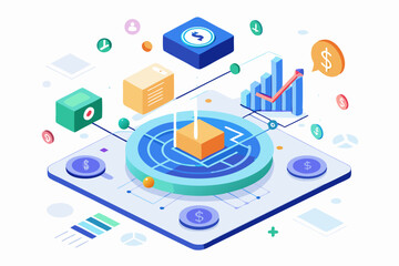 percentage symbols represent credit score growth, mortgage rates, and fintech solutions. Ideal for topics related to personal finance, debt management, home loans, and financial technology.