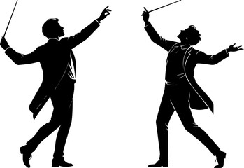 Orchestra Conductor Silhouettes - Music, Leadership & Performance Vector © Rezowan 