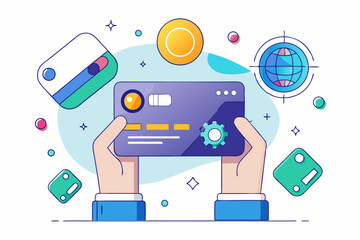 percentage symbols represent credit score growth, mortgage rates, and fintech solutions. Ideal for topics related to personal finance, debt management, home loans, and financial technology.