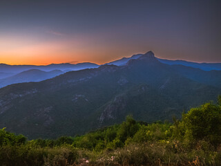 Fototapeta premium wonderful view of Yenice forests at sunset, located in Karabuk, Turkiye.