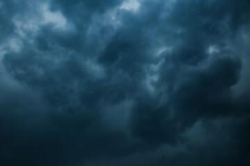 Cute Skyscape Of Sky With Heavy Rain Or Snow Clouds Backdrop, Thunderbolt Storm With Lightings - Photo Of Nature
