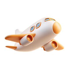 Colorful Cartoon Airplane Flying in the Sky with a Bright Cloudy Background, Perfect for Travel Themes, Children's Books, and Fun Illustrations