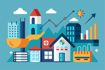 A close-up image of a person using a calculator while holding a credit card, symbolizing financial management, rising interest rates, and digital banking. Futuristic graphics including upward arrows, 