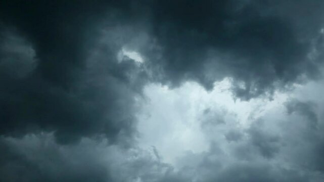 Cute Skyscape Of Sky With Heavy Rain Or Snow Clouds Backdrop, Thunderbolt Storm With Lightings - Photo Of Nature
