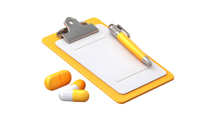 3D icon of therapy notes and clipboard, white background