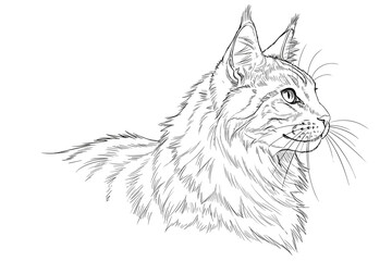 Obraz premium Vector illustration of a detailed line art of a cat's head with copy space
