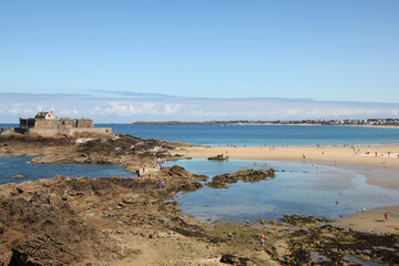 Fort and rocks in Saint Malo, Brittany, France
