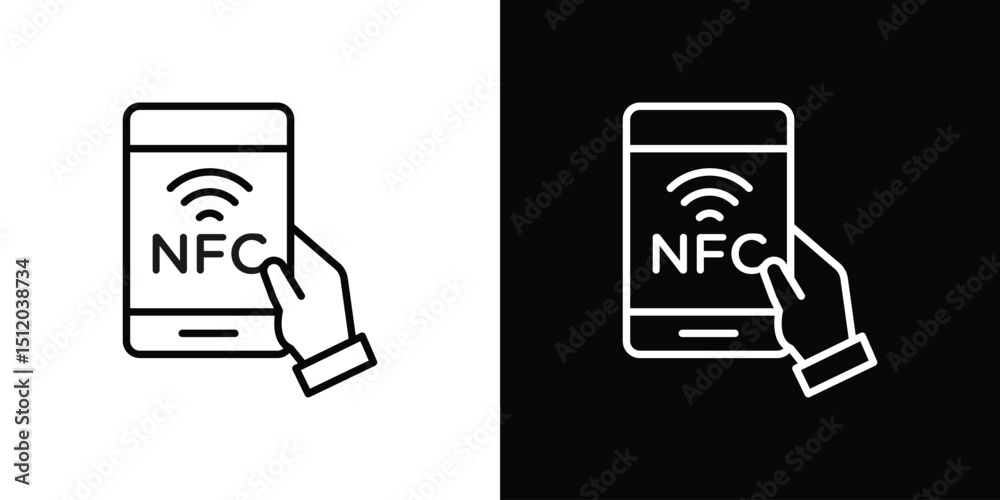 Poster NFC communication icon. Simple element illustration. outline and flat symbol design