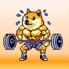  Bodybuilder Doge meme, pixelated art
