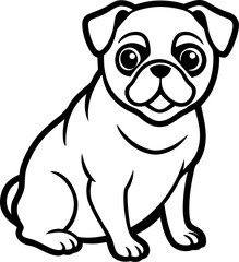 pug dog pizza vector white background