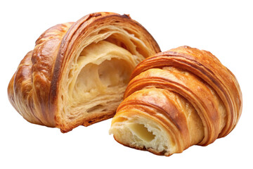 Freshly Baked French Croissant on Clean White Background