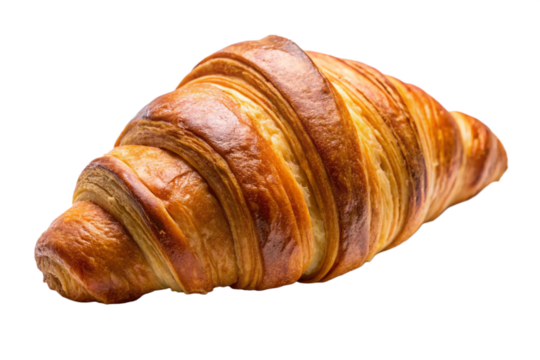 Flaky Buttery Croissant with Golden Crust Isolated on Transparent Background