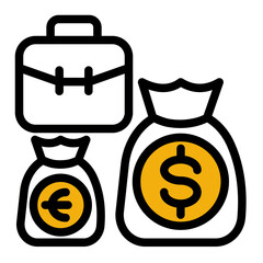 Wealth Money Bag Icon - Cash & Financial Savings (Color Lineal Style)