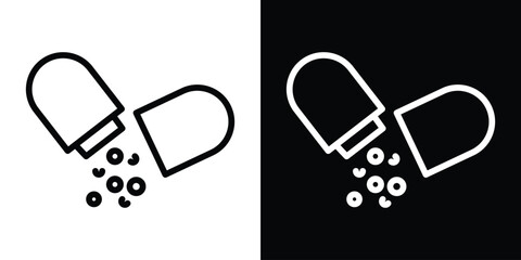 Open Capsule Pill icon. Simple element illustration. outline and flat symbol design