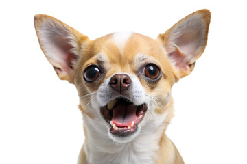 Obraz premium Expressive Light Brown Chihuahua Barking Isolated on Transparent Background