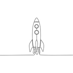 Minimalist line drawing of a rocket launching symbolizing achievement
