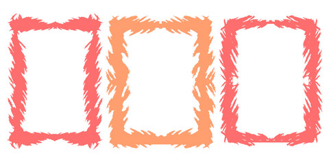 Set of abstract frames with rough grunge brush strokes. Hand drawn borders. Vector illustration.