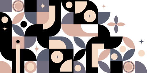 Modern Abstract Geometric Pattern background banner design in Neutral Tones.Neo geo style geometric design. For backgrounds, promotional materials, banners, packaging, textiles,branding.Vector
