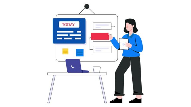 Task manager 2D Flat Animation.