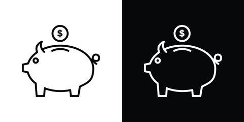 Piggy bank icon. Simple element illustration. outline and flat symbol design